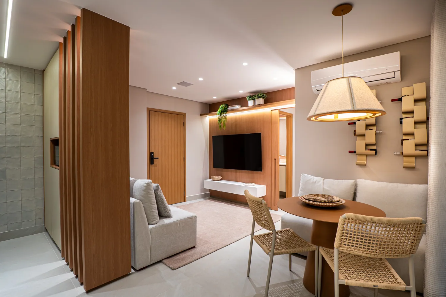 Living decorado de 64m²