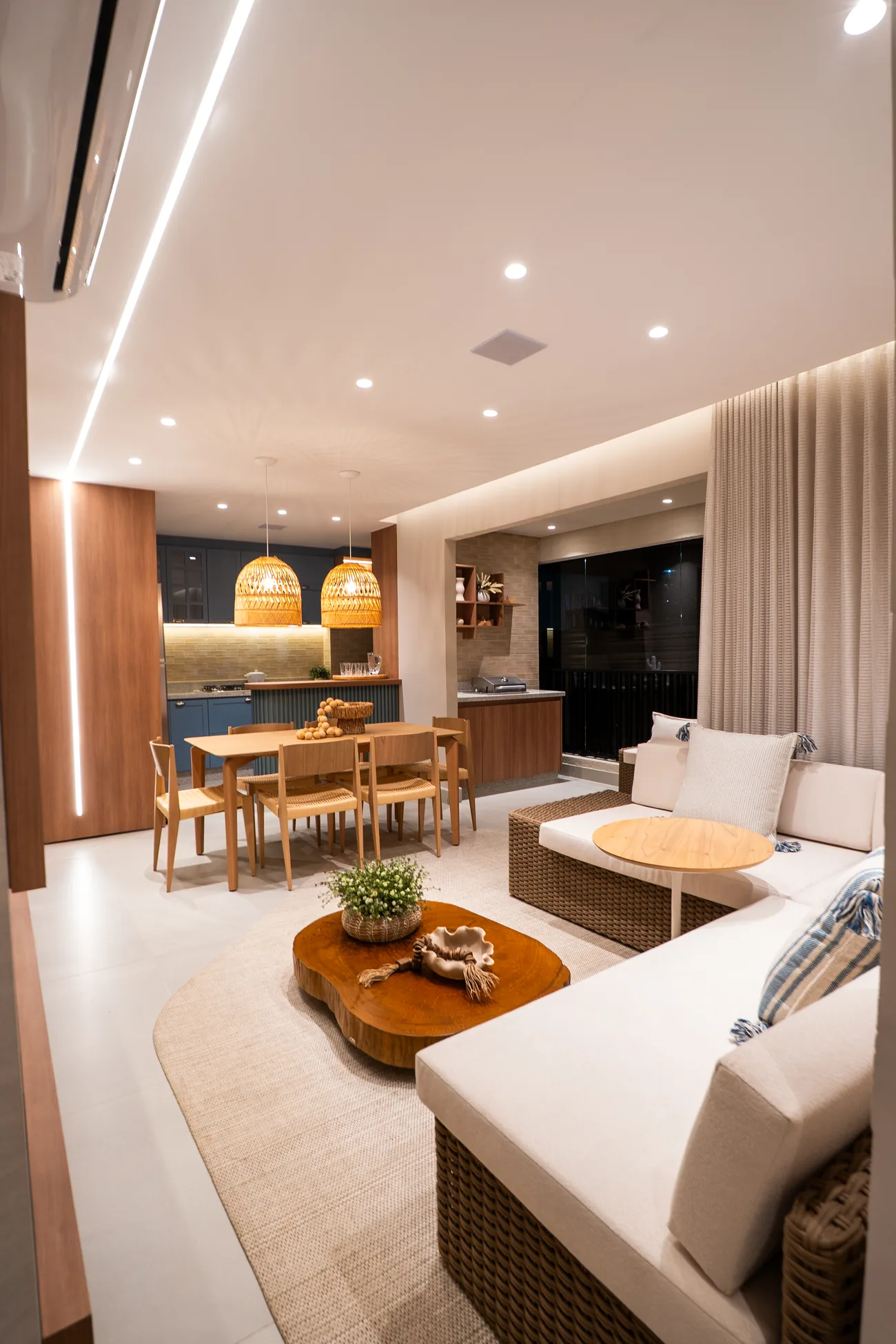 Ambiente integrado decorado 91m²